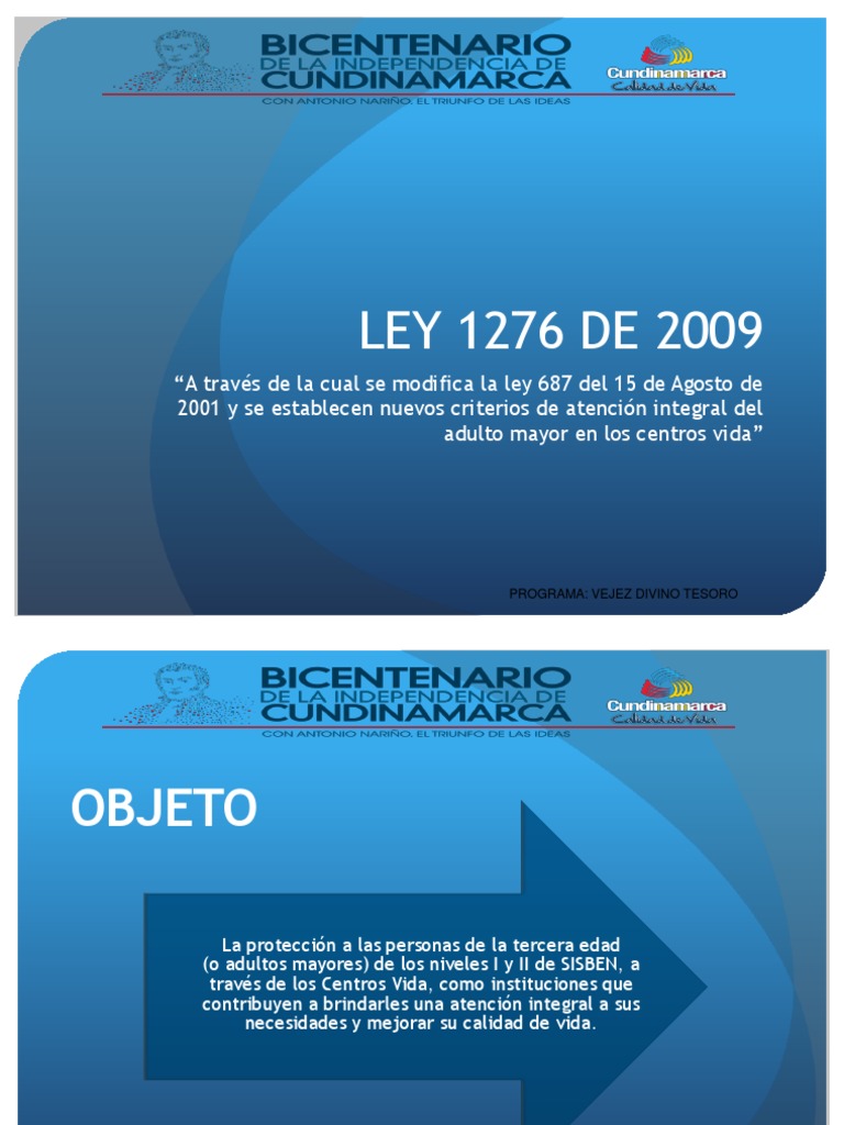 Ley 1276 de 2009. Estampilla | PDF | Vejez
