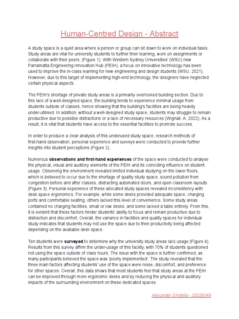 HCD Assessment 1 Abstract (Alexander Ghidella - 22026048) | PDF | Human ...