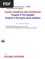 El022Iu Phonetics and Phonology: Chapter 8 The Syllable Chapter 9 Strong & Weak Syllables