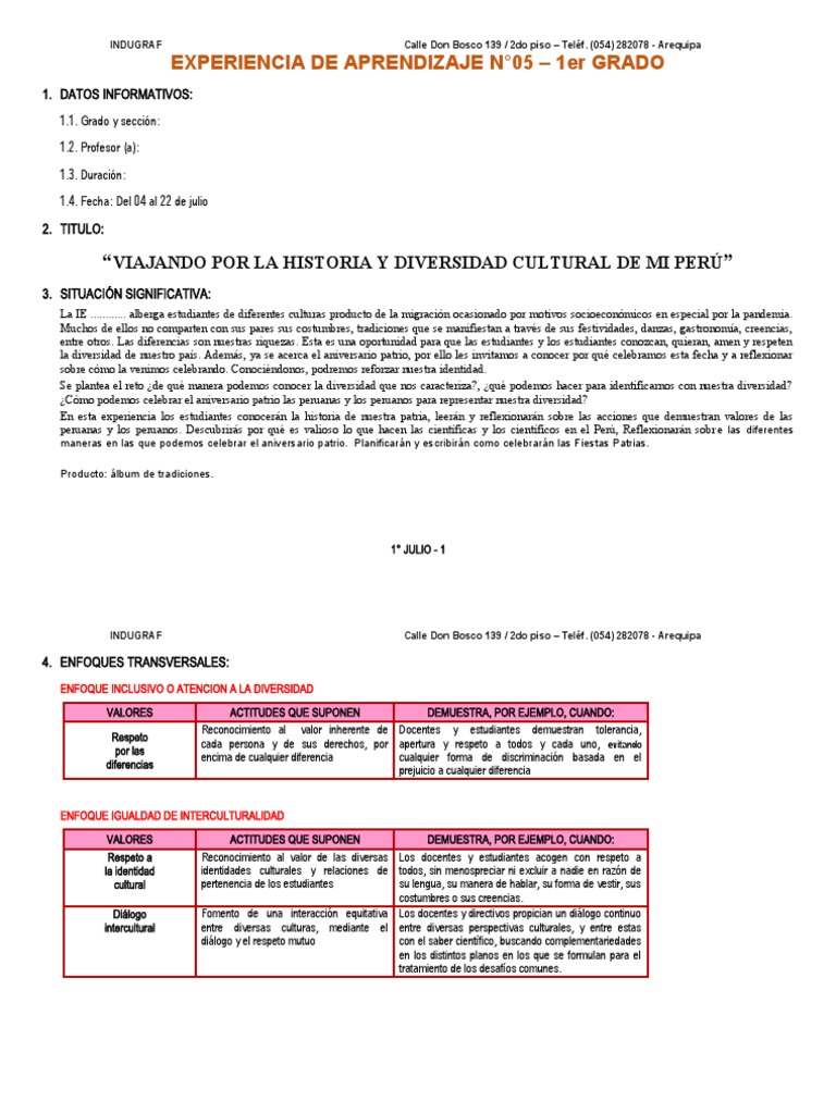 Diversidad Cultural en el Perú Escolar | PDF | Aprendizaje | Sustracción