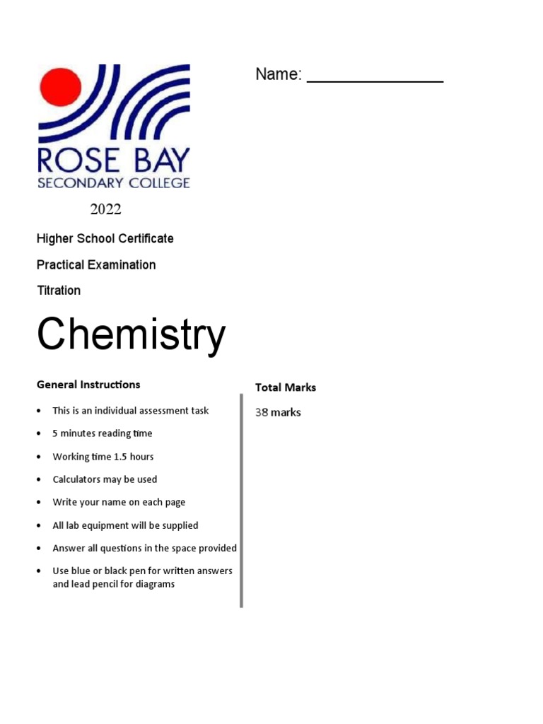 Assessment 2 - Titration Practical - 2022 This Is Real | PDF ...