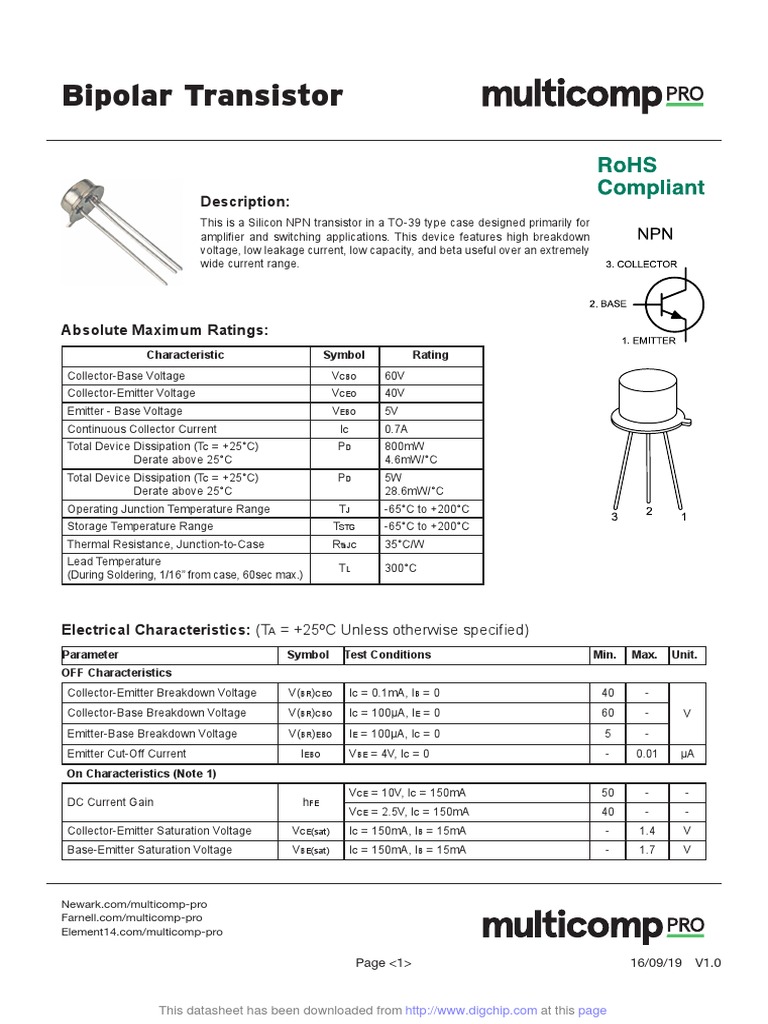 Bipolar Transistor Description PDF Bipolar Junction Transistor Electrical Engineering