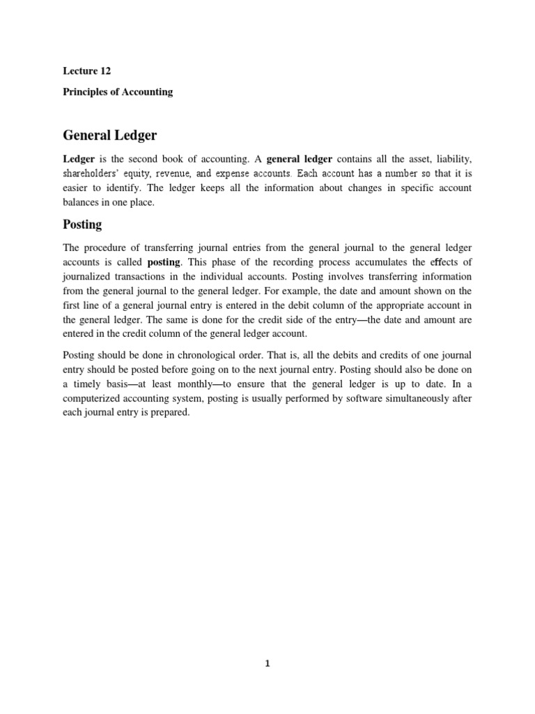 General Ledger Posting PDF