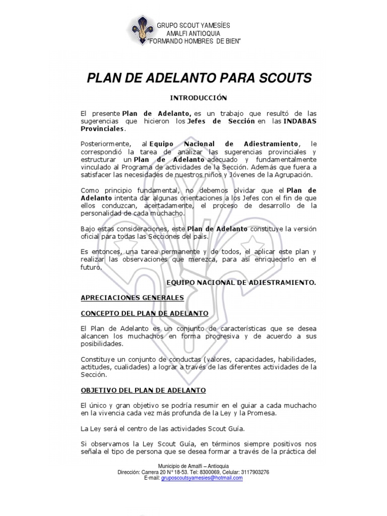 PLAN DE ADELANTO SCOUT Exploración Comportamiento