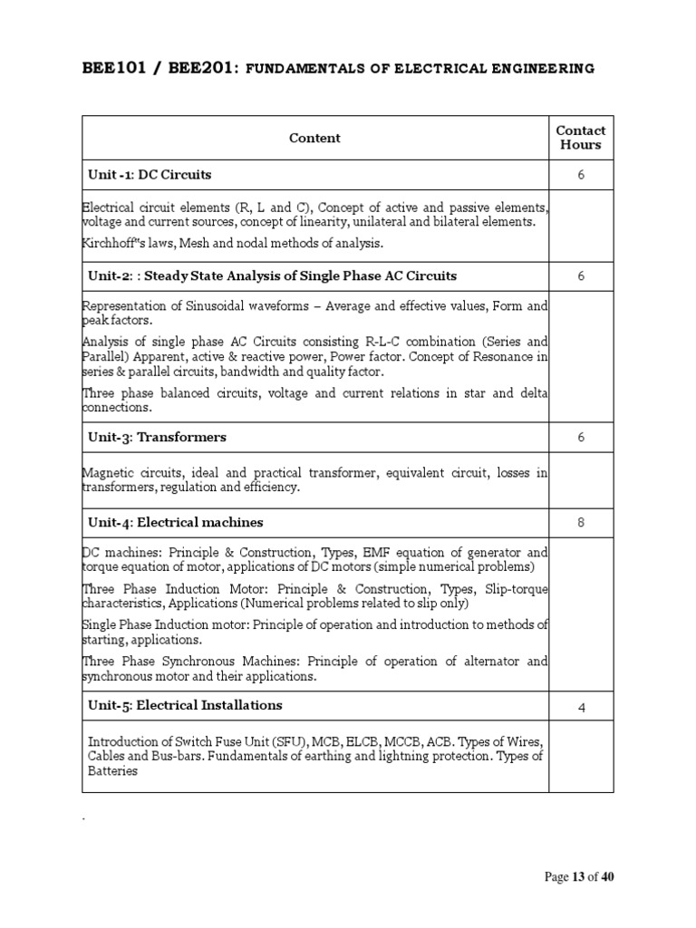 Electrical Syllabus PDF Electrical Network Electric Motor