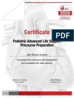 Certificate: Pediatric Advanced Life Support Precourse Preparation