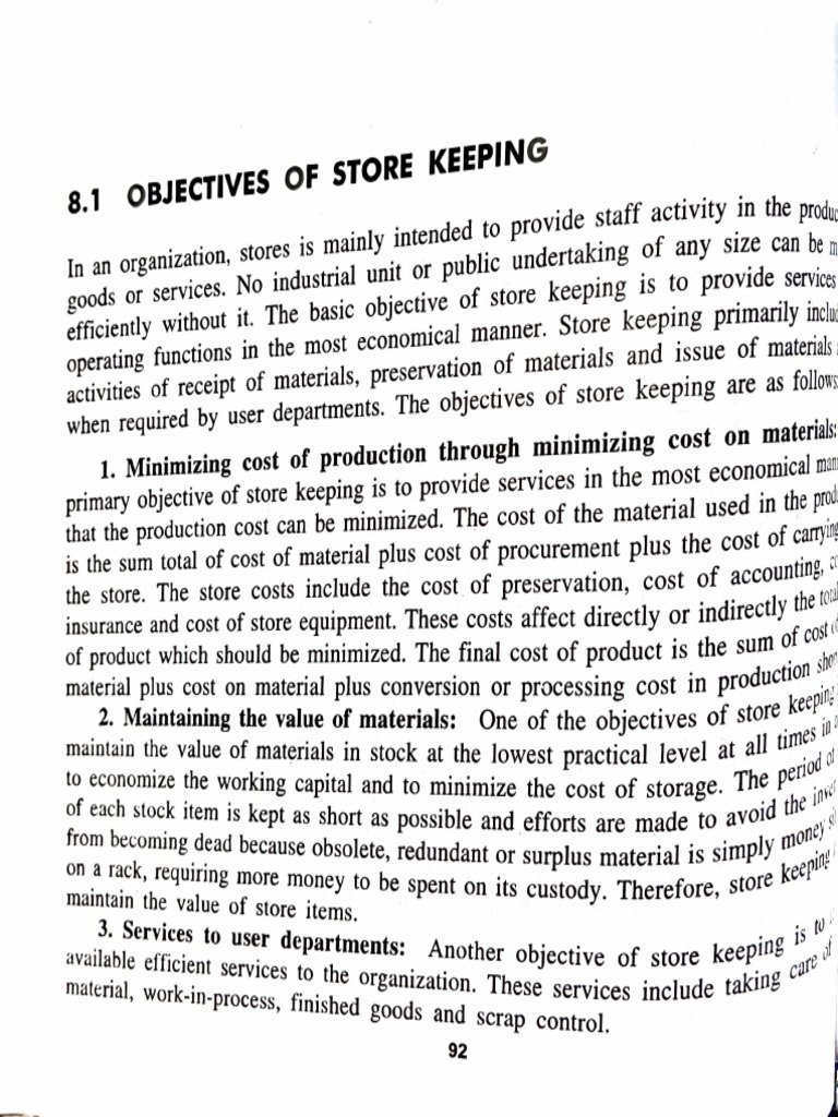 Objectives of Store Keeping Moue PDF Inventory Verification And