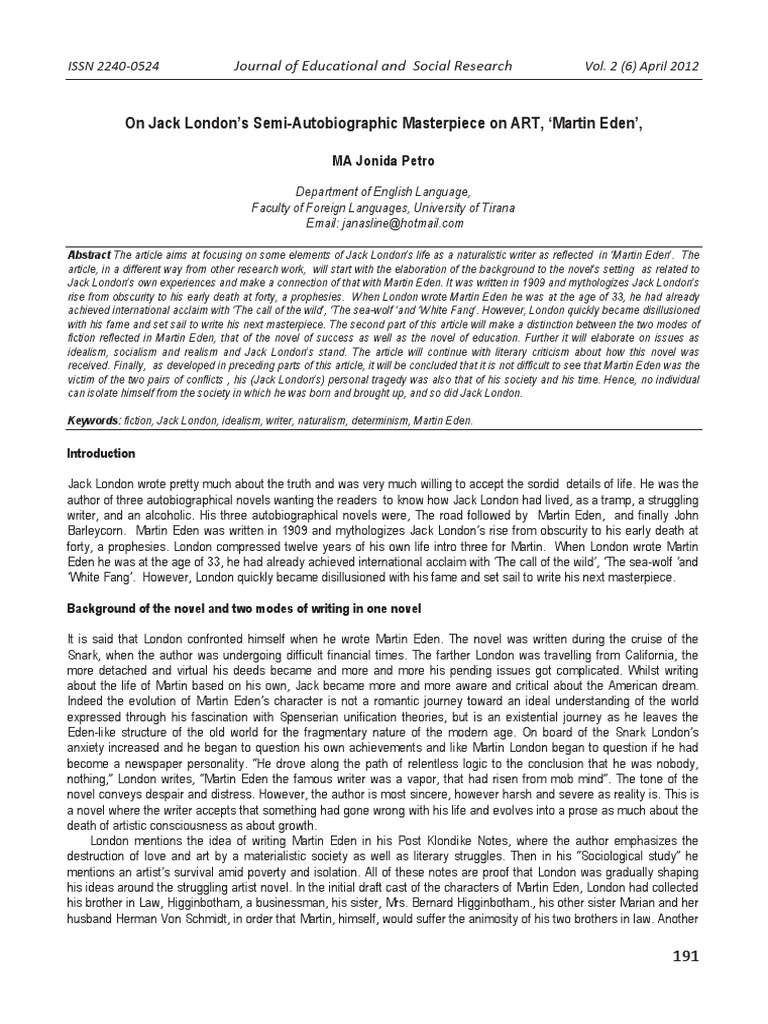 On Jack London's Semi-Autobiographic Masterpiece | PDF | Jack London ...