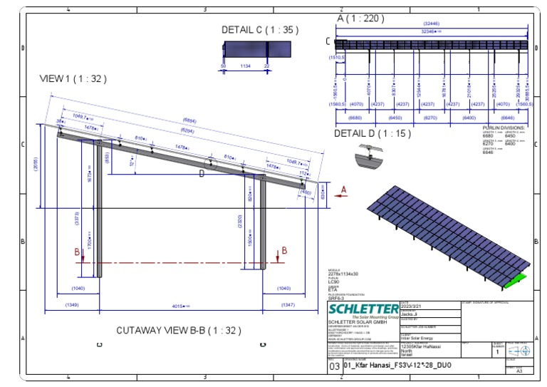 Solar Panel Structure Technical Drawing | PDF | Sustainable ...