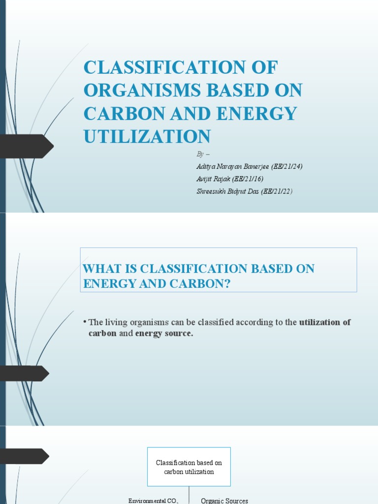 Classification of Organisms Based On Carbon and Energy Utilization ...