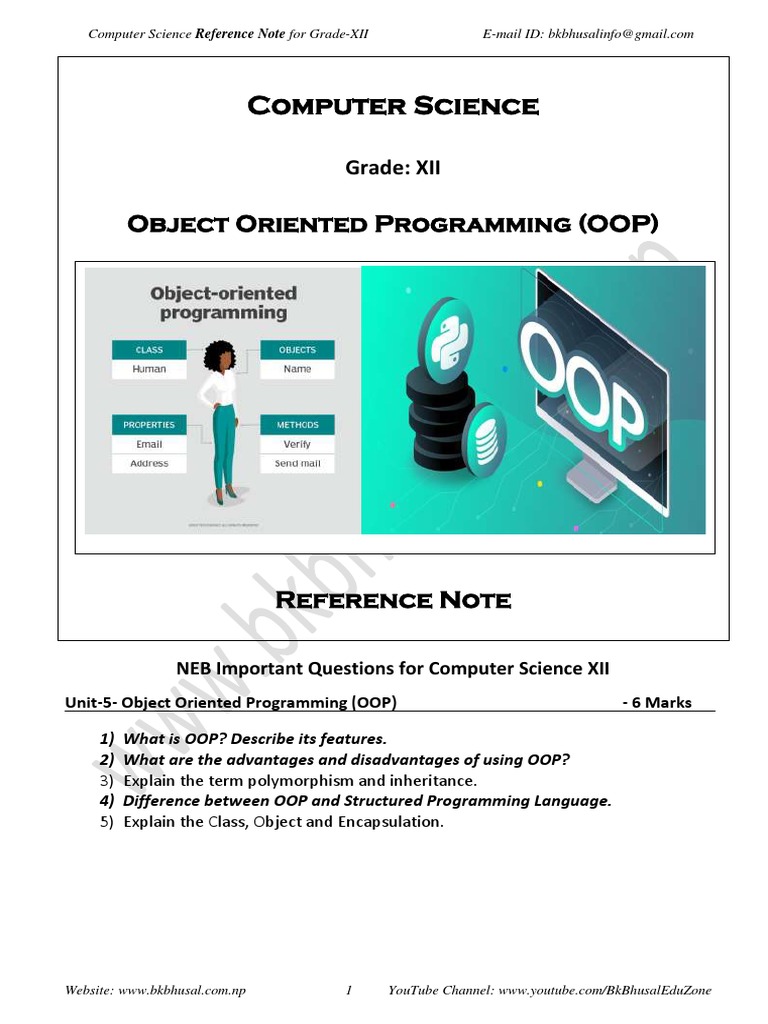 Computer Science: Object Oriented Programming (OOP) | PDF | Object ... image.