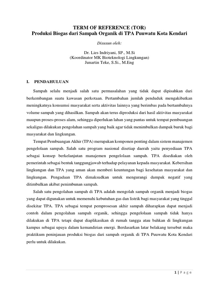 Format Term Of Reference