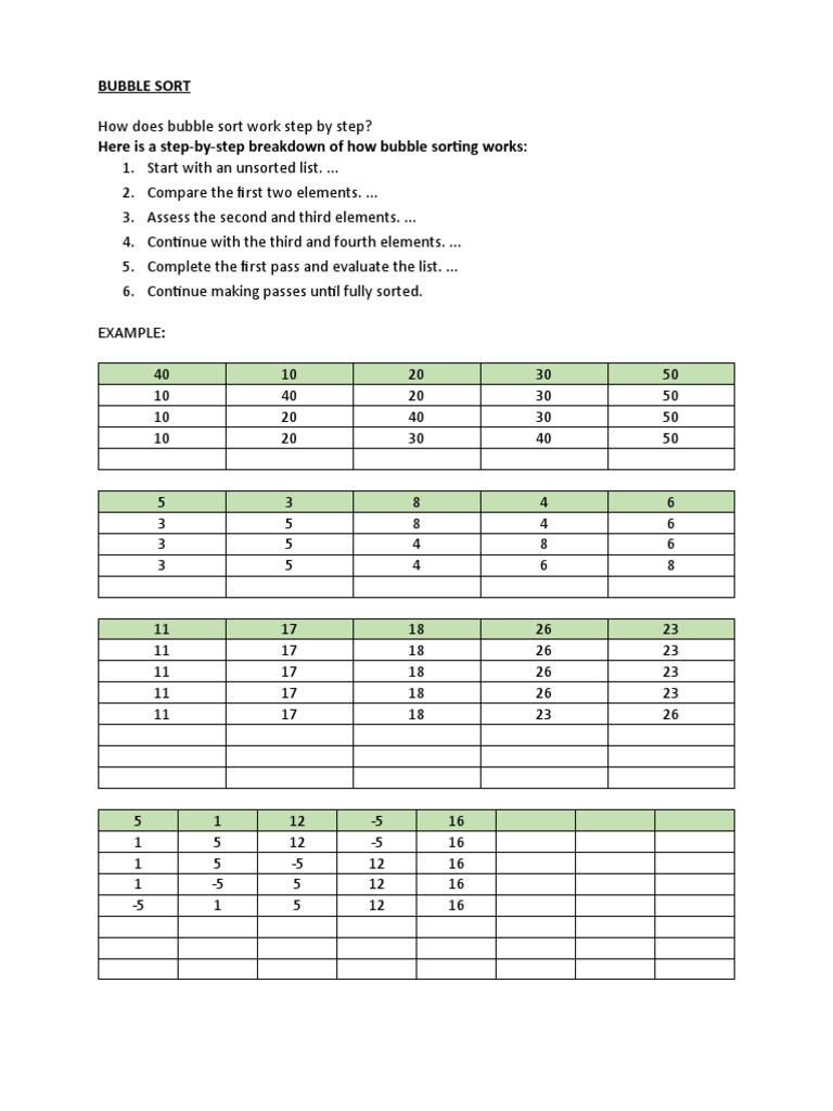 How does bubble sort work step by step | PDF | Mathematics ...
