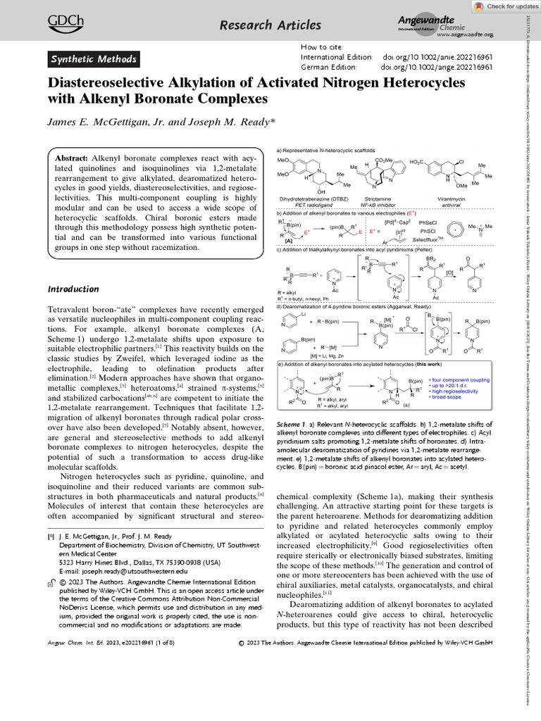 Isoquinoline Alkenylboron ACIE 2023 | PDF | Alkene | Chemical Reactions