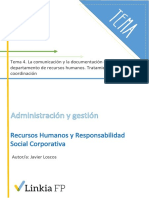 Tema 4. La Comunicación y La Documentación en El Departamento de Recursos Humanos. Tratamiento y Coordinación