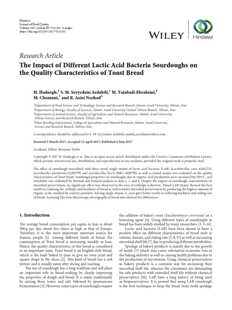 The Impact of Different Lactic Acid Bacteria Sourdoughs On The Quality