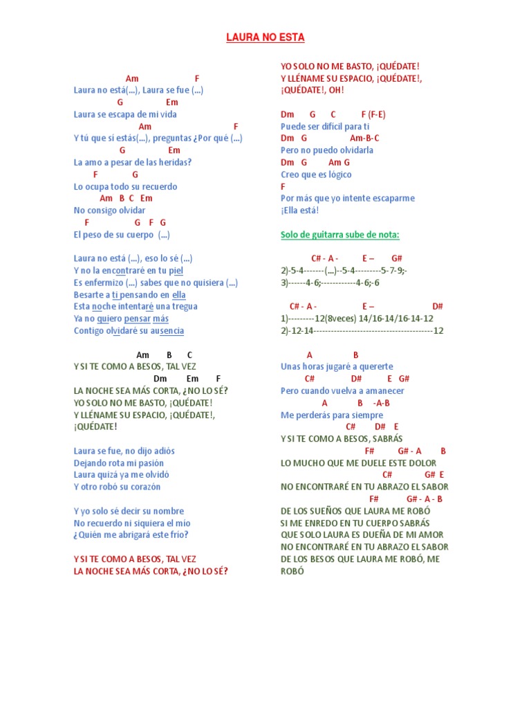 Letra y acordes de 