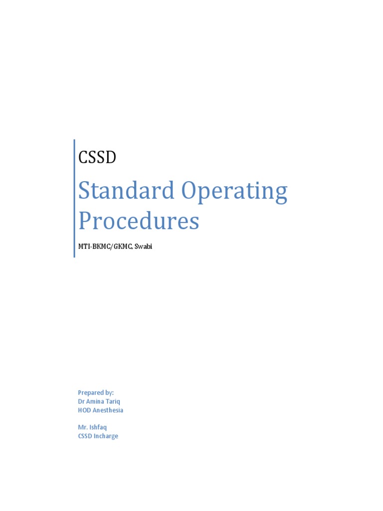 Standard Operating Procedures MTIBKMC/GKMC, Swabi PDF Sterilization (Microbiology