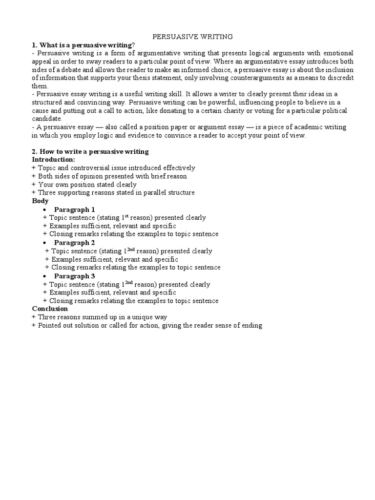 Guide to Effective Persuasive Writing | PDF