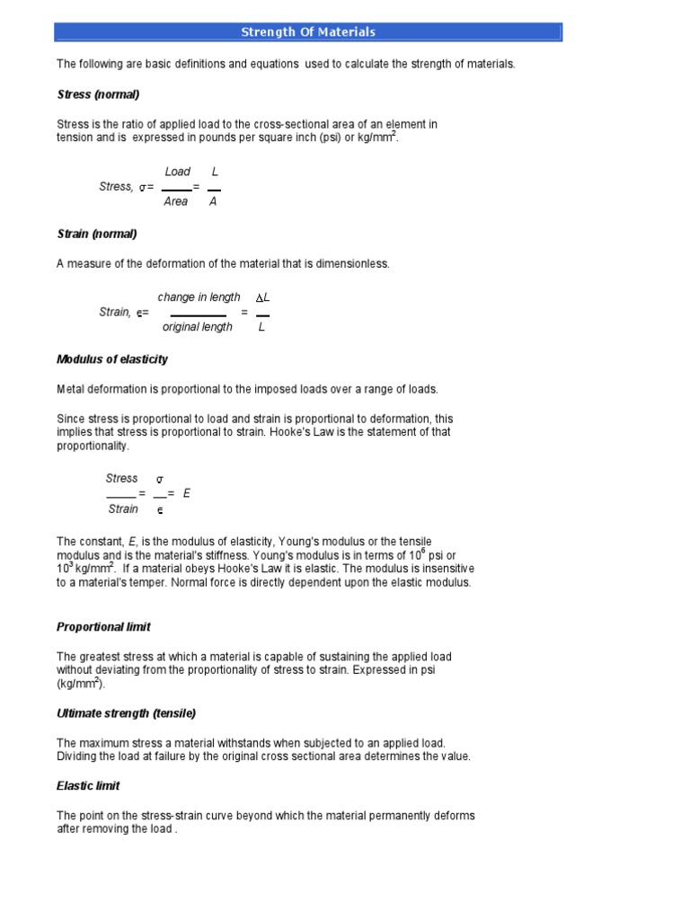 Strength of Materials | PDF | Deformation (Engineering) | Bending