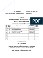 Factorization and Defactorization Formulae: Micro Project Report