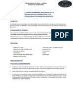 Práctica 7: Cinética Química: Influencia de La Concentración de Los Reactivos Y La Temperatura en La Velocidad de Reacción Objetivo