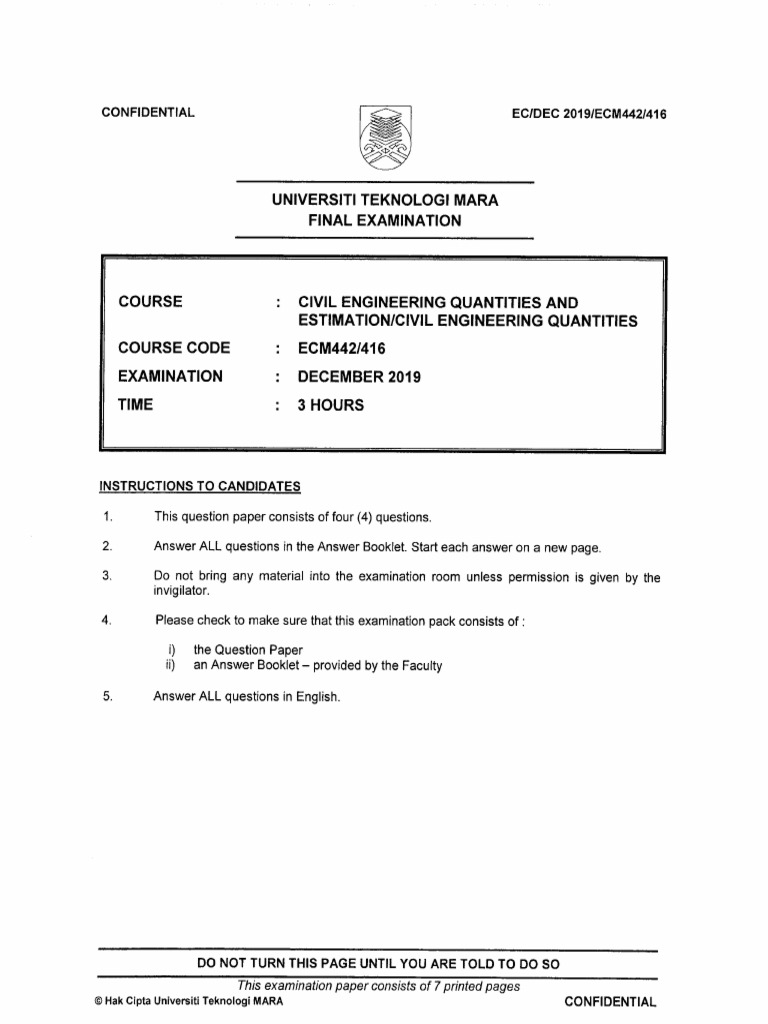Faculty Civil Engineering 2020 Session 1 Degree Ecm442 416 Pdf
