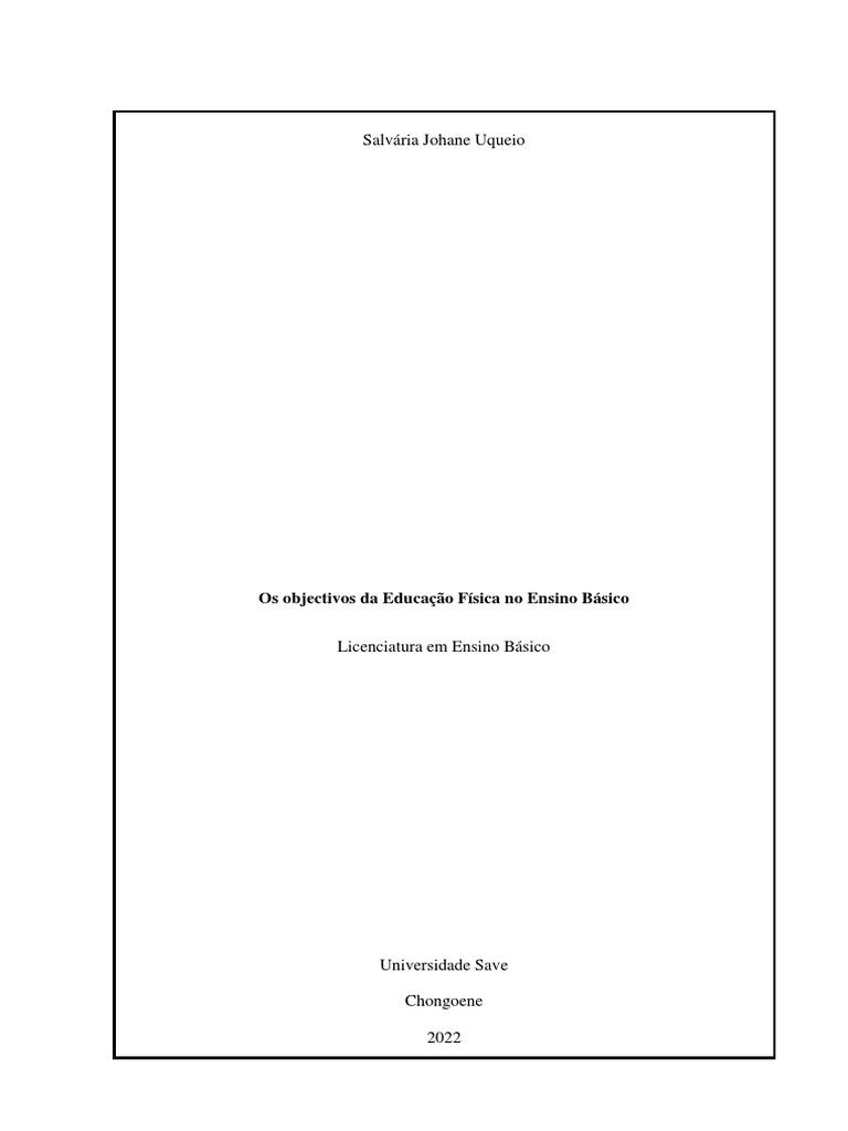 Objetivos da Educação Física no Ensino Básico | PDF | Aprendizado ...