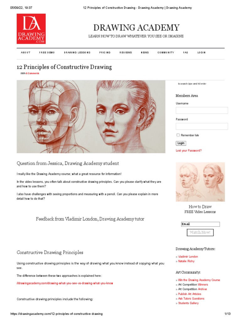 12 Principles of Constructive Drawing PDF Cartesian Coordinate