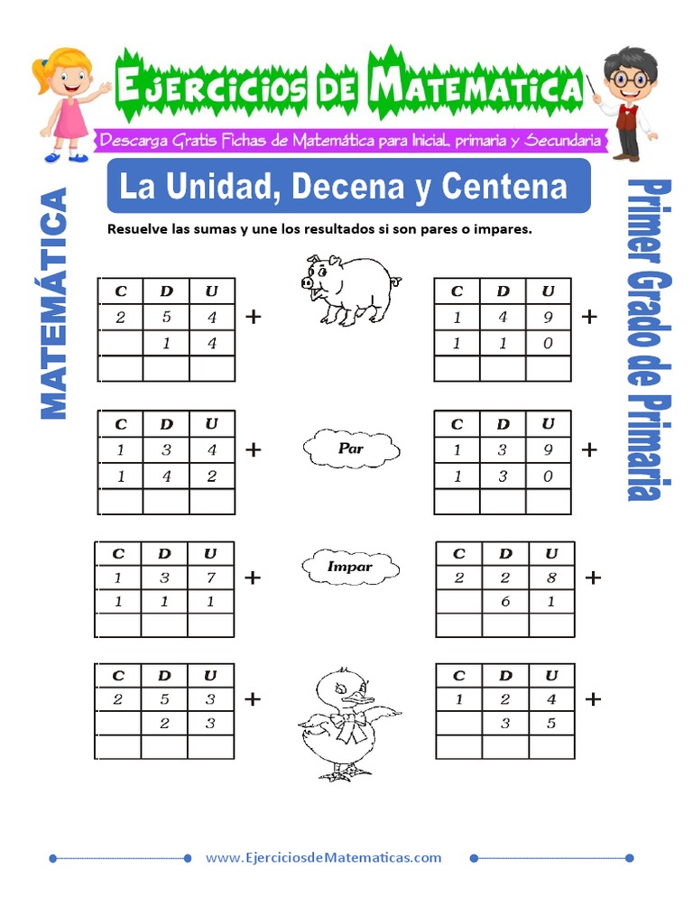 Hojas De Trabajo De Matemáticas De Decenas Y Unidades Para Primer Grado