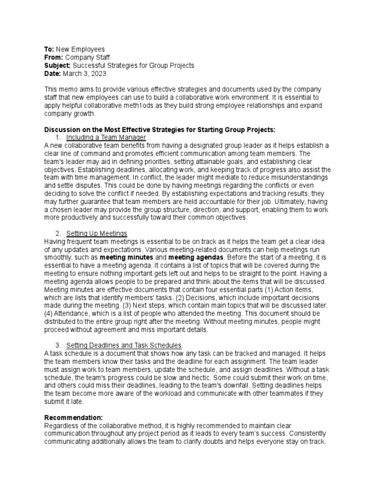 Group Memo 2 PDF Business