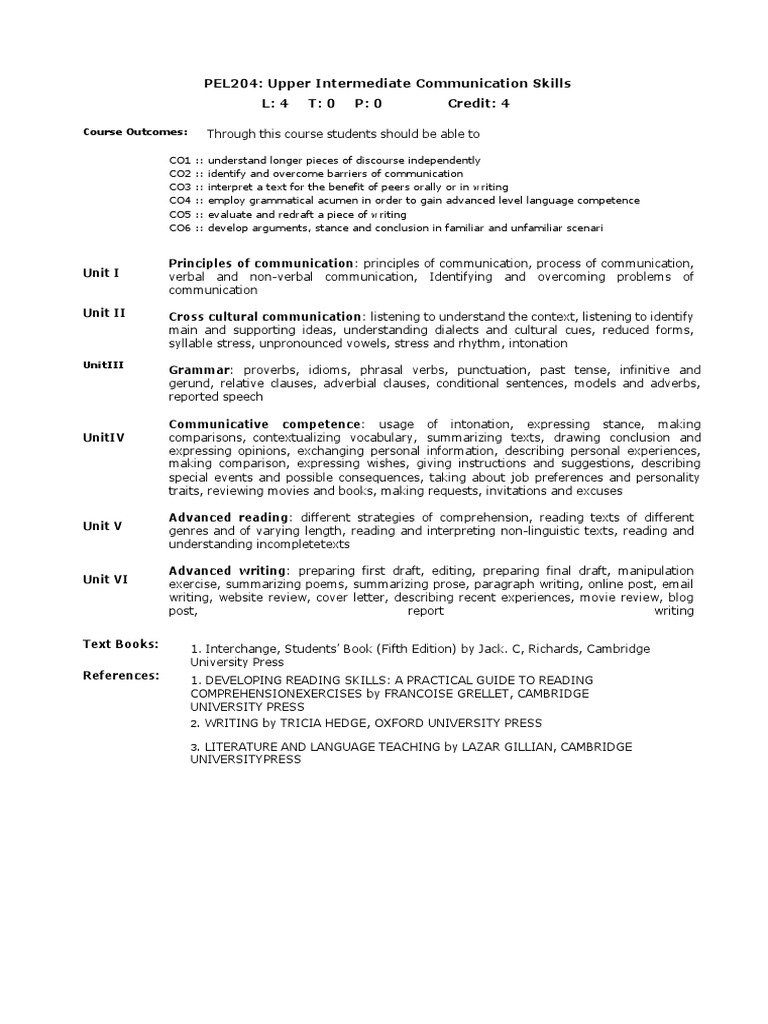 Upper Intermediate Communication Skills Course | PDF | Communication ...