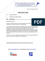 CIRCULAR #1-2022: De: Directorio Femachi A: Presidentes de Clubes y Atletas Mat.: Información