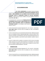 Acta de Suspension de Obra: Municipalidad Distrital de Cabanaconde Año Del Fortalecimiento de La Soberania Nacional