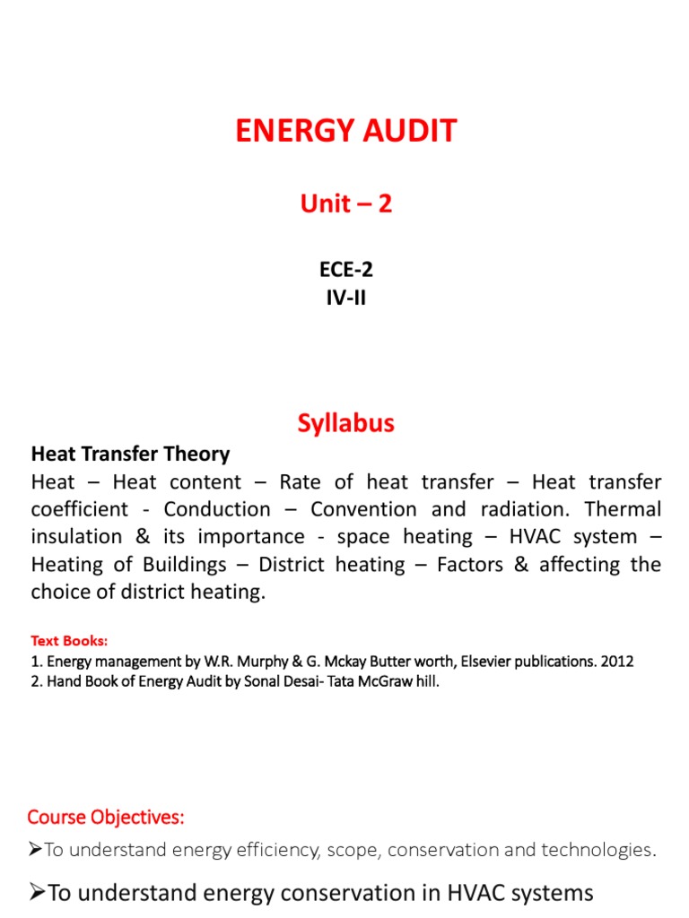 Energy Audit: Unit - 2 | PDF | Thermal Insulation | Heat Transfer - Thermal Energy Audit