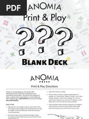 Anomia Print & Play - Blank Deck