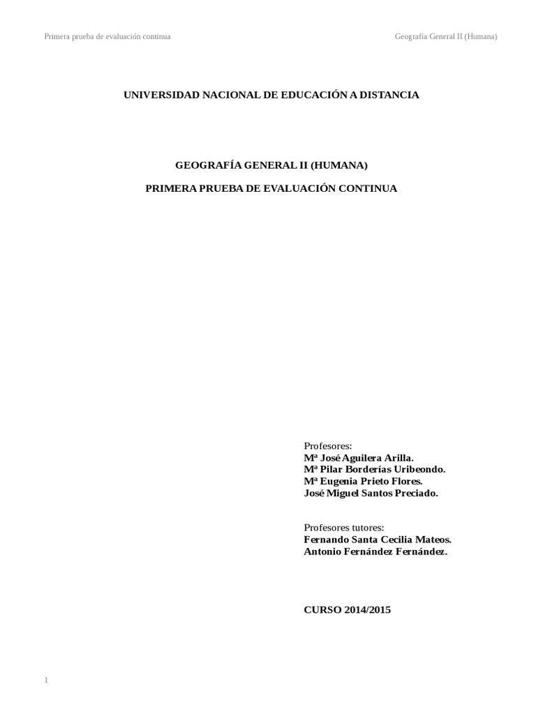 Geografía Humana - PED 1 - Curso 2014-2015 (Nota 10) | PDF | Riego ...