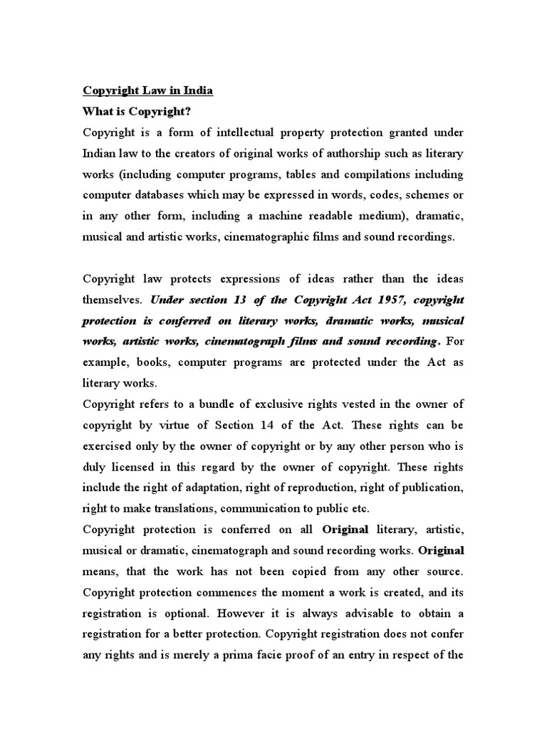 Subject Matter of Copyright in India | PDF | Copyright | Justice