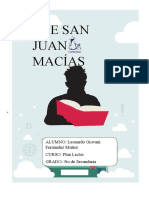 I.E San Juan Macías: ALUMNO: Leonardo Giovani Fernández Muñoz CURSO: Plan Lector GRADO: 5to de Secundaria
