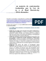 Novedades en Materia de Contratación Pública Introducidas Por La Ley de Presupuestos y El Real Decreto