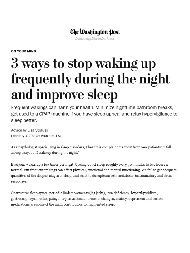 3 Ways To Stop Waking Up Frequently During The Night and Improve Sleep The Was PDF Sleep