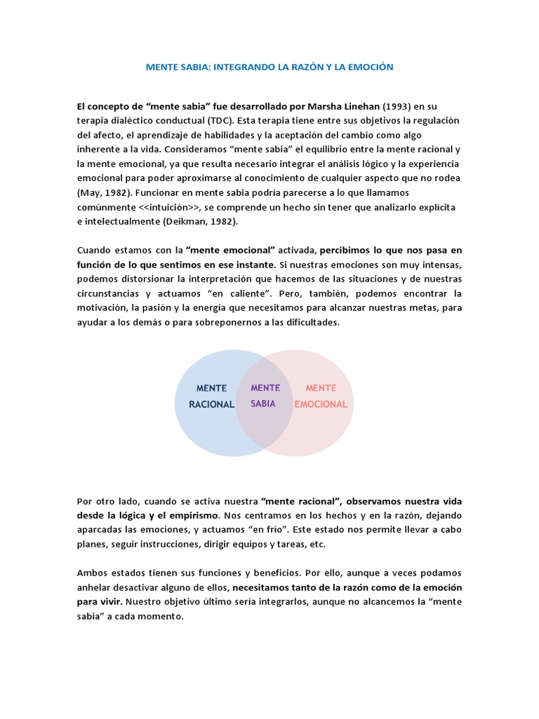 Mente Sabia: Integrando La Razón Y La Emoción | PDF | Las emociones | Mente