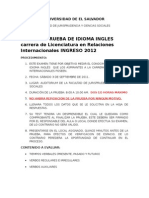 Temario Prueba de Idioma Ingles Relaciones Internacionales