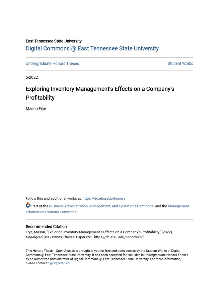 Inventory Management's Impact on Profitability | PDF | Inventory ...
