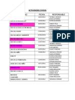 Actividad Fecha Responsable: Actividades Civicas