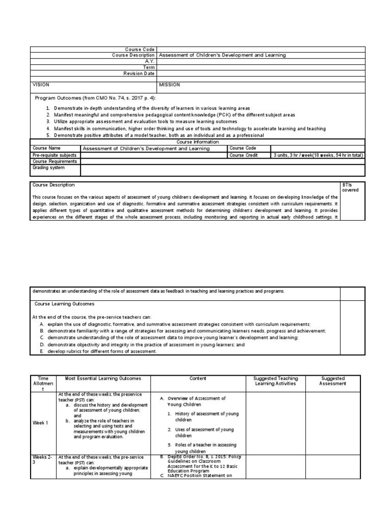 Child Development Assessment Course | PDF | Educational Assessment ...