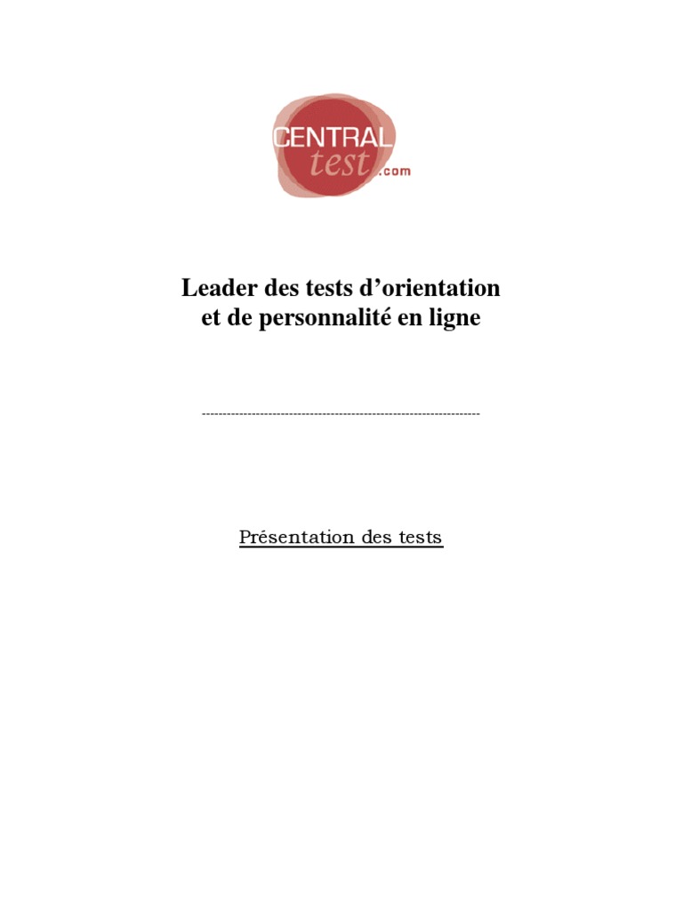 Tests de personnalité et d'orientation | PDF | Sodles | Introversion et ...