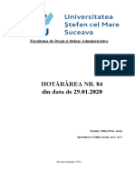 Hotărârea Nr. 84 Din Data de 29.01.2020: Facultatea de Drept Și Științe Administrative