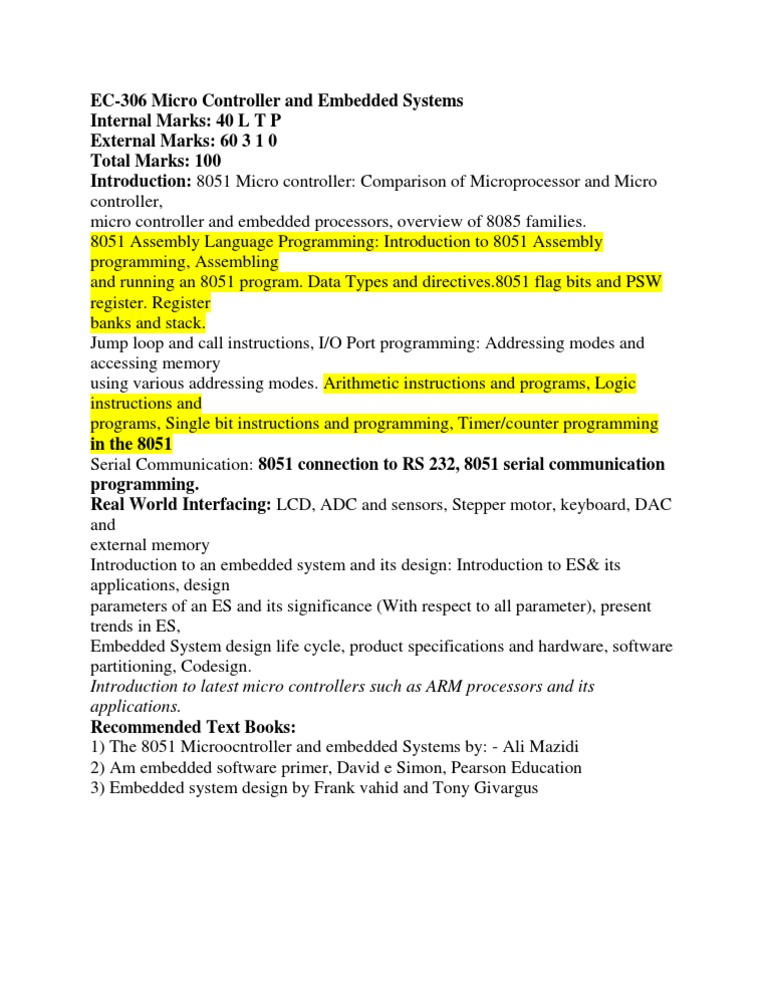 8051 Microcontroller & Embedded Systems Guide | PDF