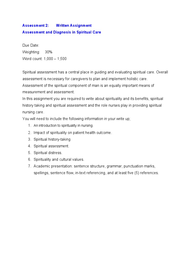 Spiritual Care Assessment in Nursing | PDF